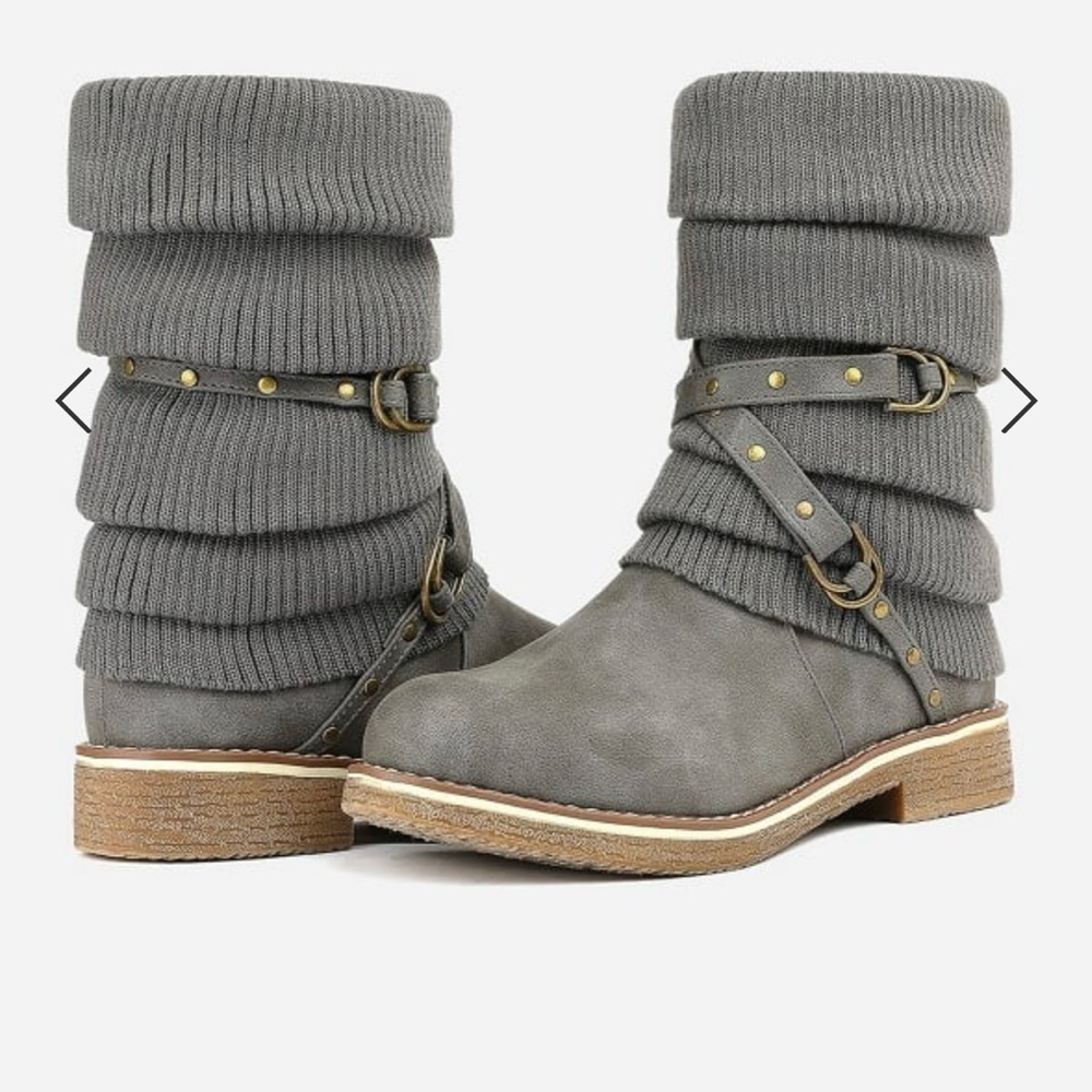 JustFab gray sweater boots